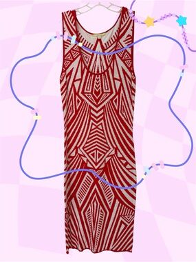 Gianni Bini woven knit tank midi dress, Red and White Bodycon Fit, Sz M